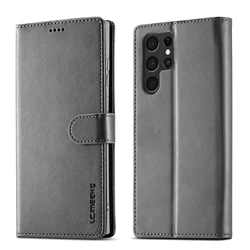 Premium PU Leather Flip Wallet Stand Case with Magnetic Buckle - Luxury Protective Full Cover Holster - Galaxy S26 FE (Grey)