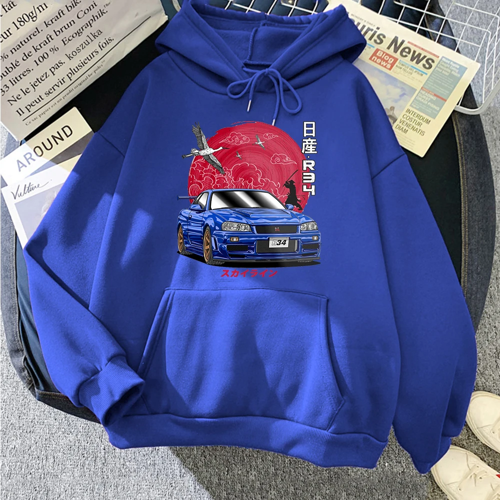Anime Initial D Hoodie Men Sweatshirts For JDM Car Skyline GT-R R34 Japanese Streetwear Casual Long Sleeve Tops Oversized Hoody