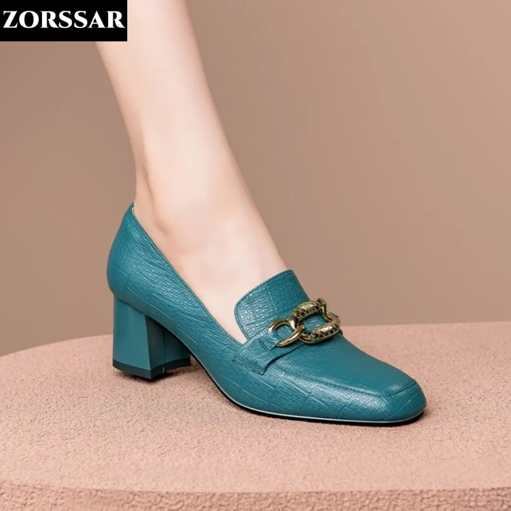 

Plus Size 33-43 Ol Office Lady Shoes Black Blue Genuine Leather Dress Shoes Pointed Toe Boat Shoes Med Heels Pumps Zapatos Mujer