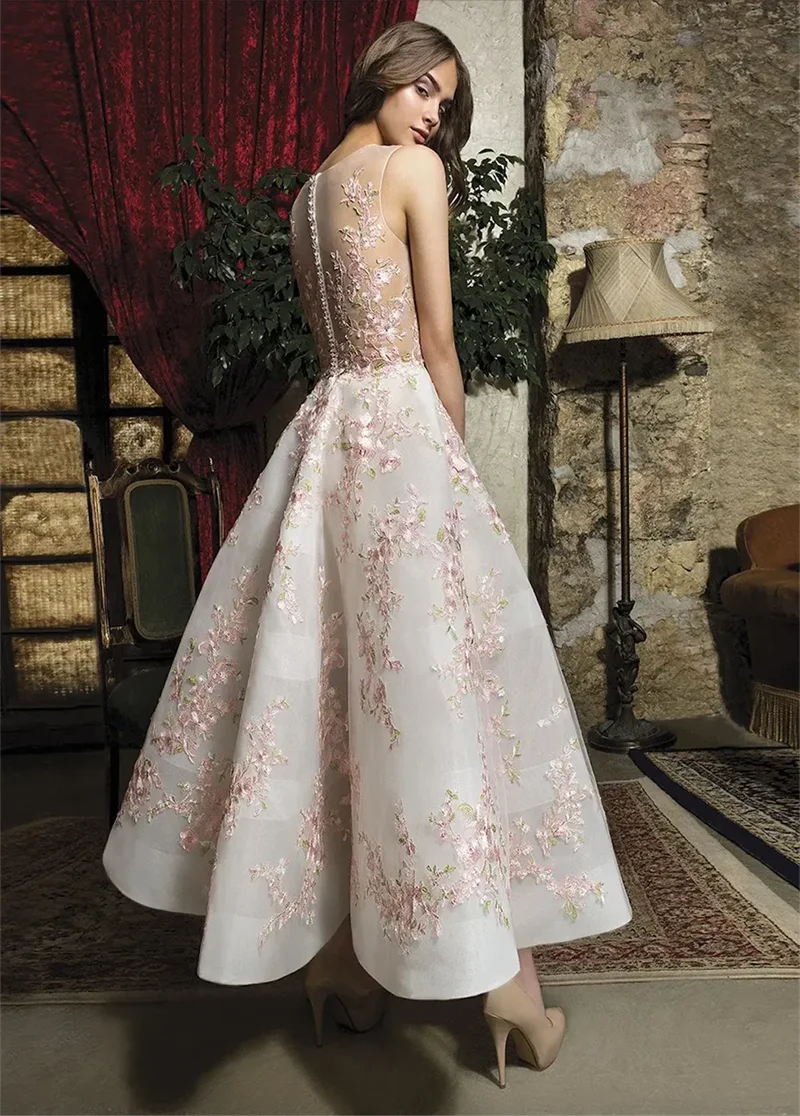 2024 Rózsi báli dresses appliqued Kivétel nélküli Drágaság nyakú a++ Osztóvonal Rövid távú Alaki estélyi gowns Szállodai küldönc Hátsó Boka Hossz Hazatérés ruhát