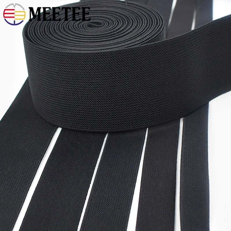 Black Nylon Elastic Waistband - Stretch Tape for Sewing and Crafts (4 Meters, 10-80mm Width)