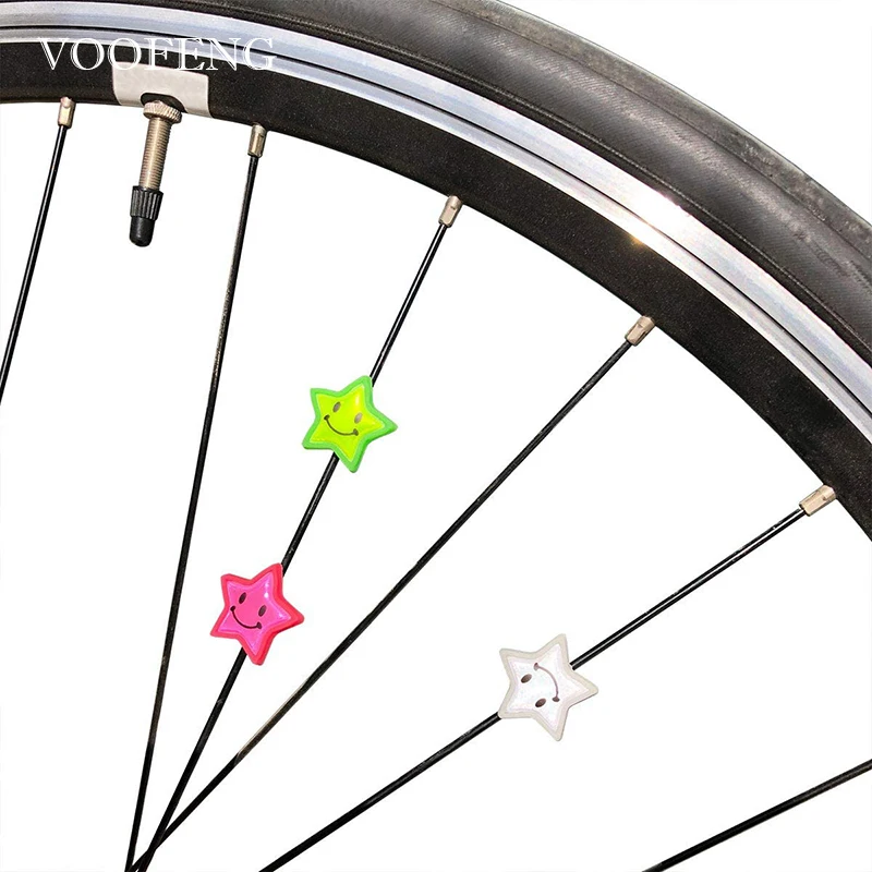 

VOOFENG Reflective Spoke 6Pieces/Pack High Visibility Star Reflector for Bicycle Trims Plastic Clip Bike Accessories RS-LGXX6190