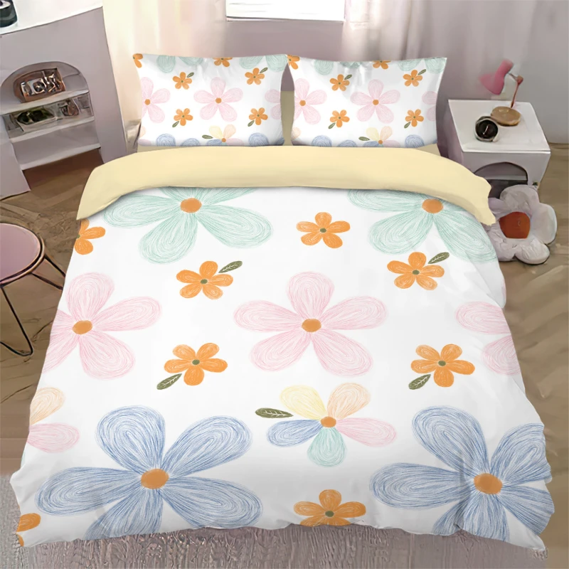 

Four-Piece Blue Geometric Pattern Printing Color Matching Pure Cotton Bedding Fashionable Simple Quilt Cover 1.8M Fitted Sheet