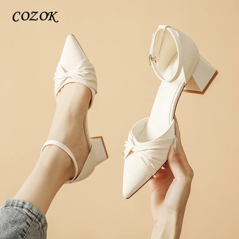 

Summer Casual Heels for Women 2022 Square Pointed Toe D'Orsay & Two-Piece Elegant Shoes