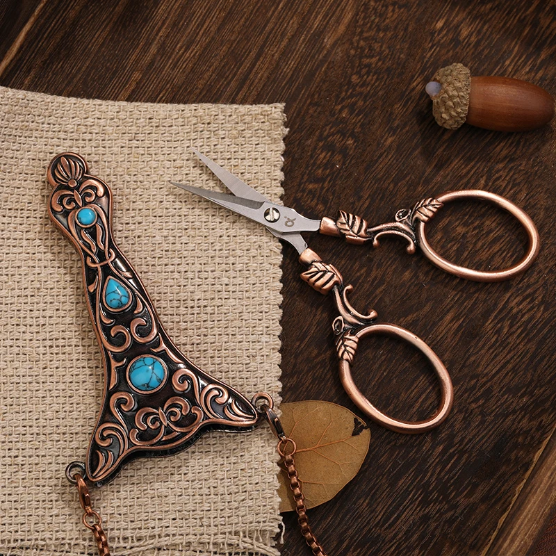 SHWAKK Vintage Tailor Scissors Kit With Cover European Style Embroidery Small Needlework Scissors For Sewing Cutting Shears Sewing Scissors Tailor Scissors Sewing Supplies