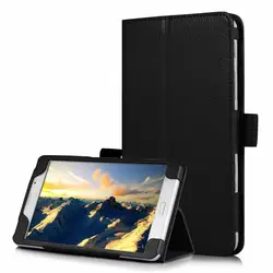 Elegant Folding Stand Flip Cover - Premium PU Leather Case - SM - T280 SM - T285 (Black)