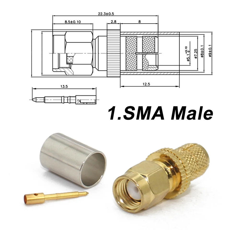 SMA Right Angle Male Plug Pin Crimp Connector For RG-8X LMR240 RG8X Cable – US