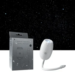 USB Car Interior Ambient LED Starry Projector Light - Romantic Galaxy Atmosphere Decor (White - Starry Sky)