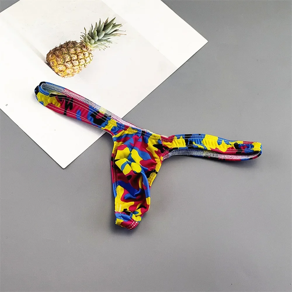 Sexy Printed Lips/Flowers/Camouflage Underwear for Men Mini Panties Penis Pouch String Low Waist Bikini Hombre Lingerie