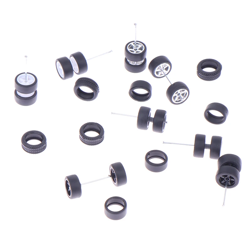 1Set 1/64 Wheels Model Car Wheels For With Rubber Tire Model Model Car Modified Parts Toys Power RefitCar Model Parts 6