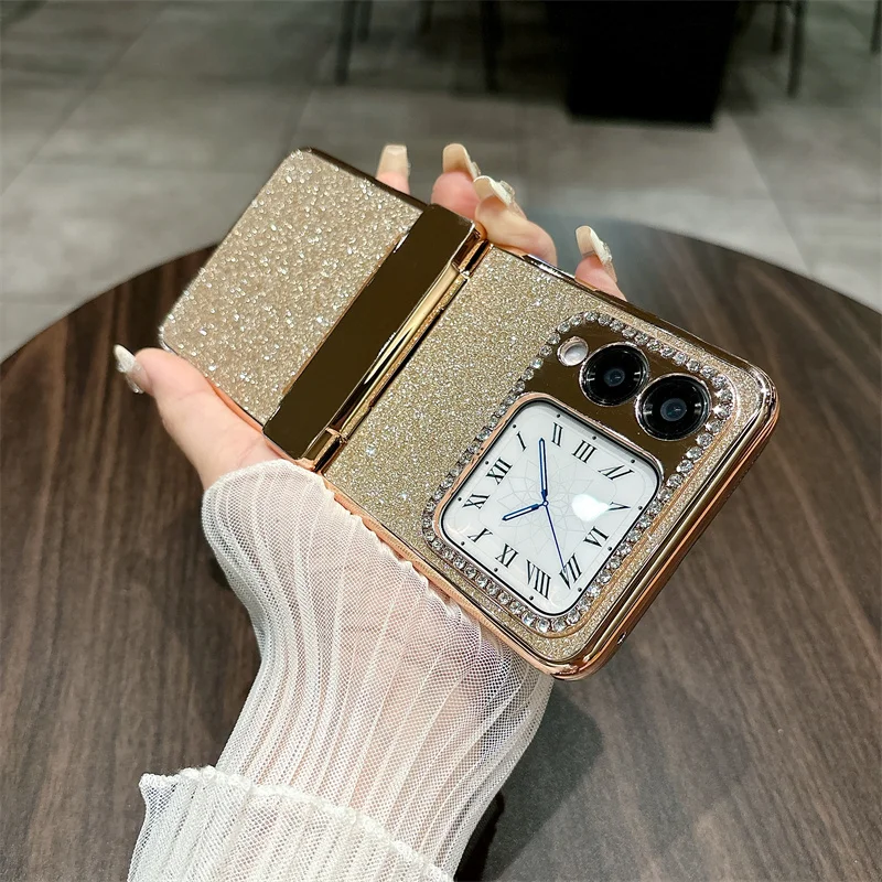 GLITTER Für Huawei Nova Flip Fall Diamant Rahmen Objektiv Scharnier Schutzhülle_voghion.com
