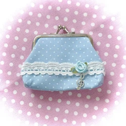 Charming Vintage - Inspired Y2K Lace Coin Purse with Rose Details and Hanging Pendant (SKY BLUE)