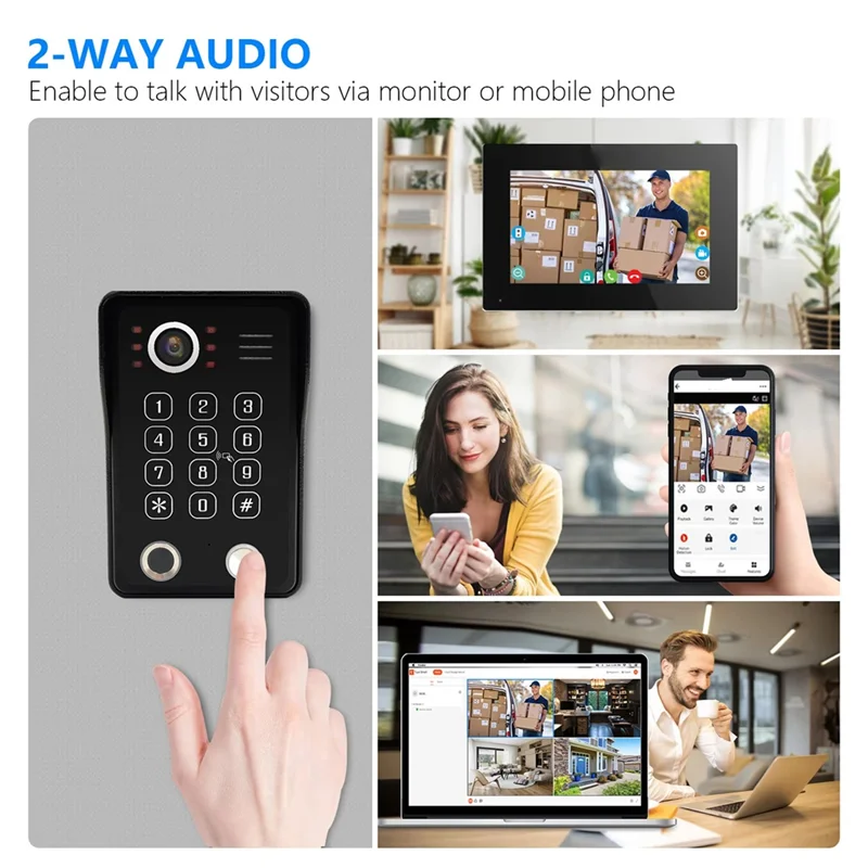 A69evideo 인터콤 시스템 Tuya Smart 1080P Wifi 모니터 도어 폰 지문 잠금 해제 비디오 엔트리 캠 초인종 홈 US 플러그