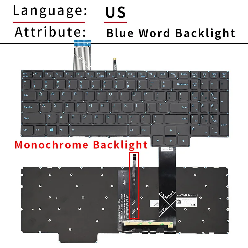 Teclado Retroiluminado para Lenovo Ideapad Gaming 15imh05 15arh05 15ach Gy530 Gy550 Gy570 R7000 Y7000 2023 ru sp Eua br Espanhol - Imagem 4