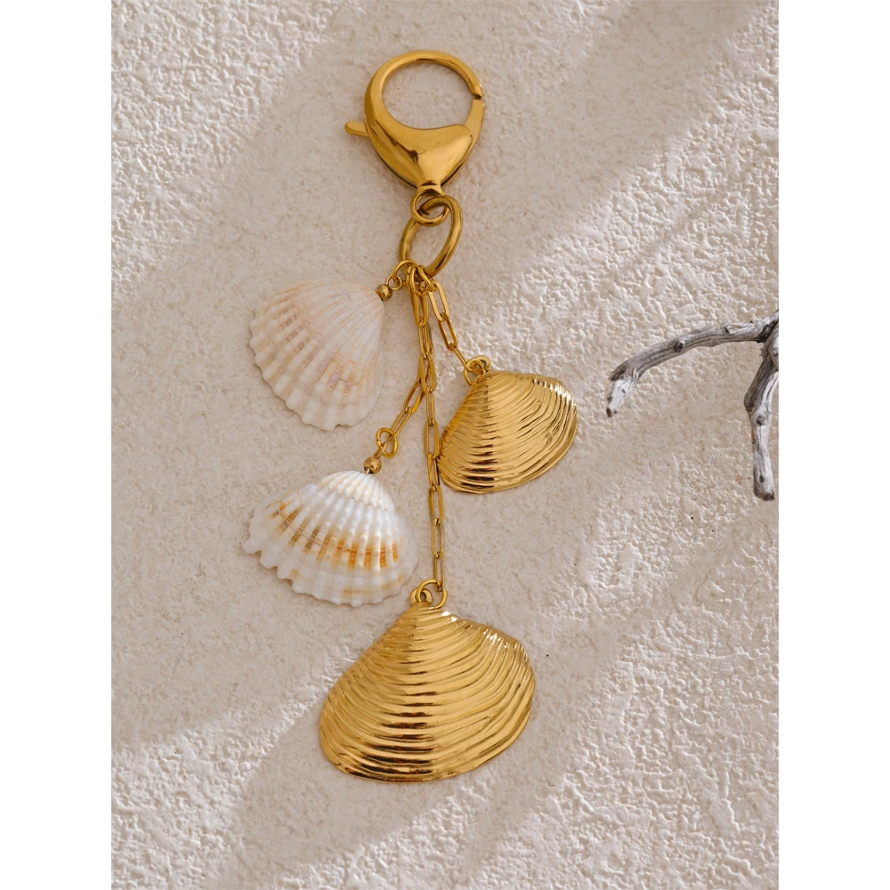 Yhpup Summer Stainless Steel Metal Shell Drop Keychain for Women