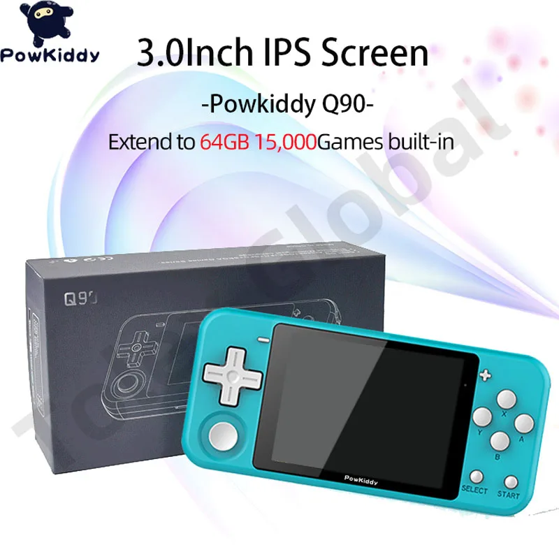 

Tolex Powkiddy Q90 3.0Inch IPS Screen Retro Video Game Console Portable Mini Simulators Handheld Game Players 64G 15000Games