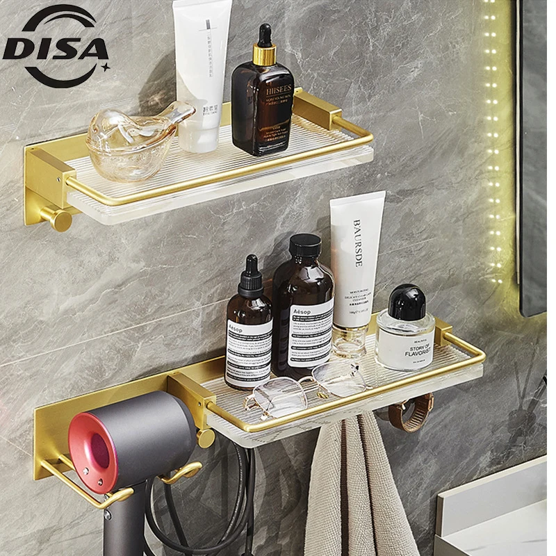 

Light luxury acrylic hair dryer rack free punch bathroom cosmetics toilet wall hanging storage air duct hanging