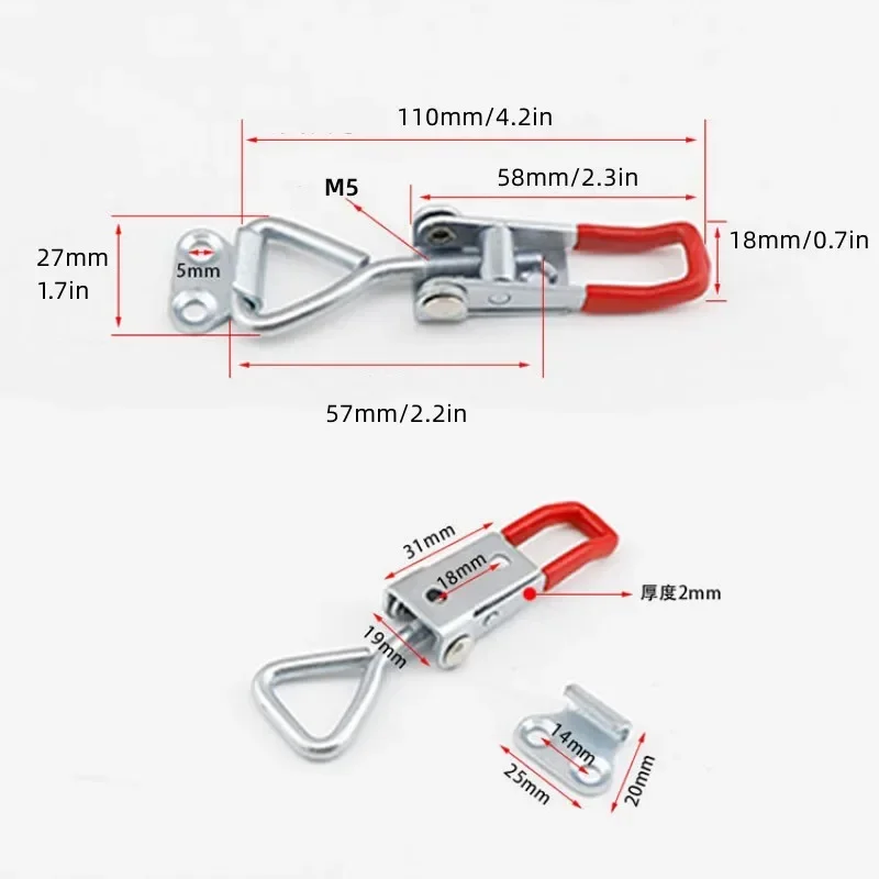 8 pcs Adjustable Toolbox Case Metal Toggle Latch Catch Clasp Quick Release Clamp Anti-Slip Push Pull Toggle Clamp Tools