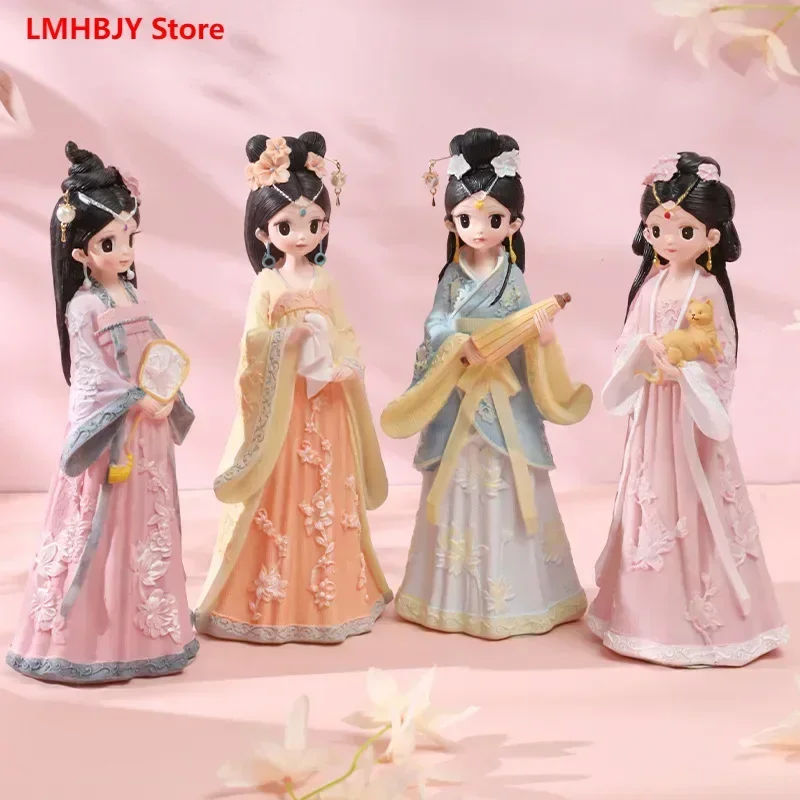 

LMHBJY Palace Antique Piano Chess Calligraphy and Painting Girl Series Nightlight Ornaments Girl Heart Home Bedroom Resin Crafts