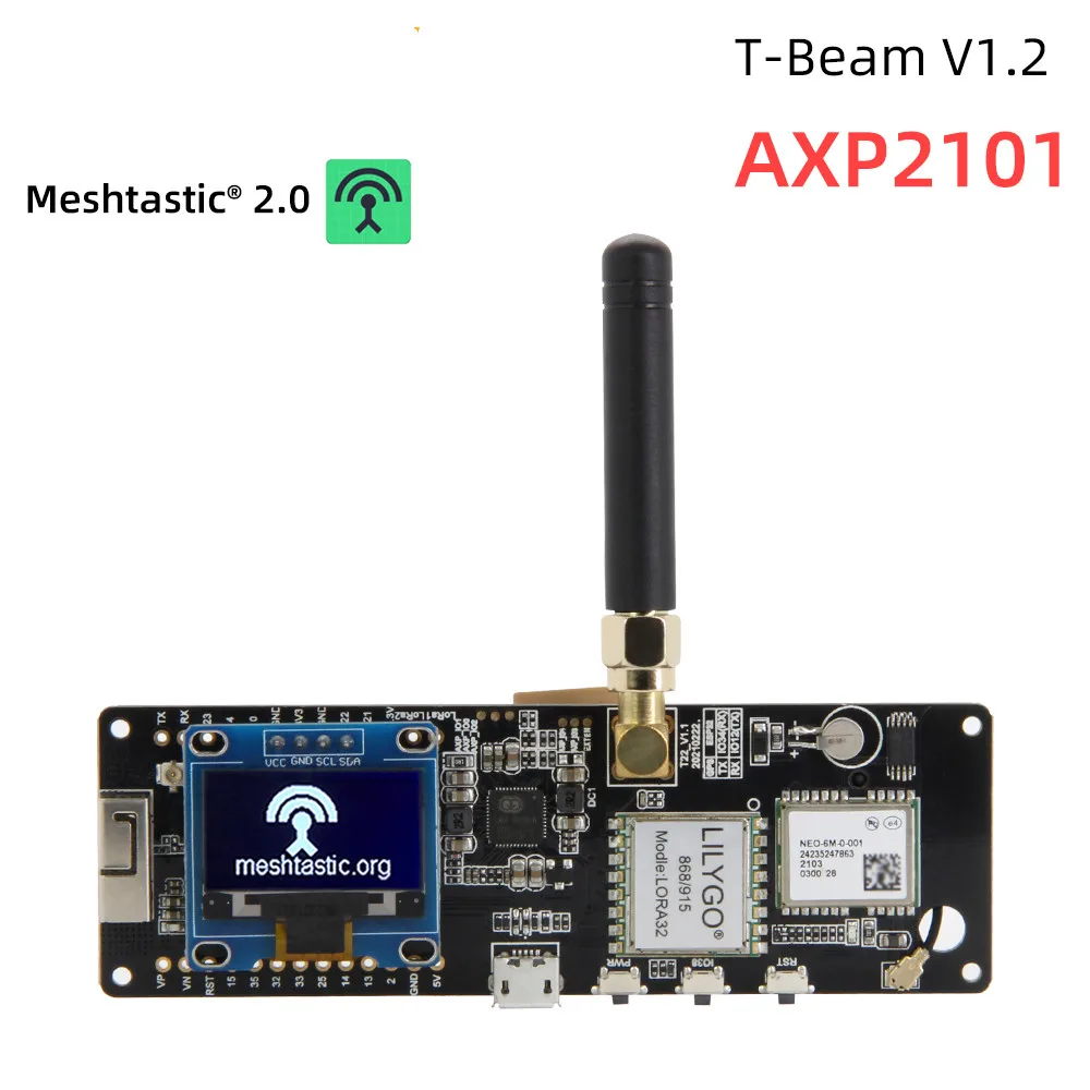 

LILYGO® TTGO Meshtastic T-Beam V1.2 ESP32 LoRa Development Board 433MHz 868MHz 915MHz 923MHz WiFi BLE GPS OLED Display AXP2101