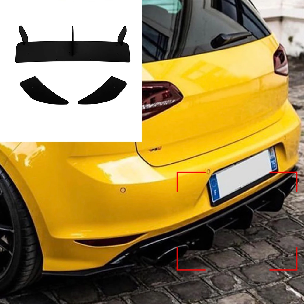 

Car Rear Bumper Diffuser Rear Side Splitters Spoiler Lip Gloss Black ABS For VW Golf 7 VII MK7 R R-Line 2013-2016