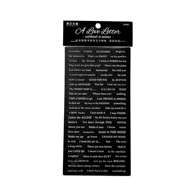Stationery Stickers JIANQI 3pcs/pack Alphabt Stickers Creative Phrase Decor Stationery Collage Scrapbooking Label Diary Junk Journal Planner