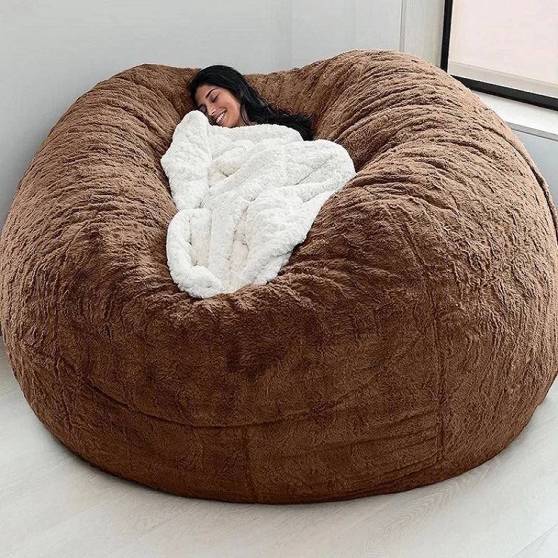 Description Picture 3 of itemLazy Sofa Foam Bed Bean Bag Double Three Bedroom Plush Bean Rice Fabric Recliner Sand Bean Bag Lazy Sofa Set