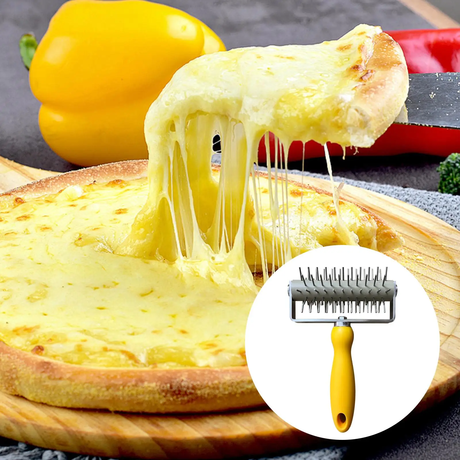Pizza Roller Docker Pastry Puncher Portable Needle Roller Pizza Rolling Pin
