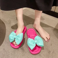 Bow Tie Slippers for Women Sweet Girls Flip Flops Outdoor EVA Non-Slip Beach Slides Comfortable Sandals Summer Fashion Slippers 2