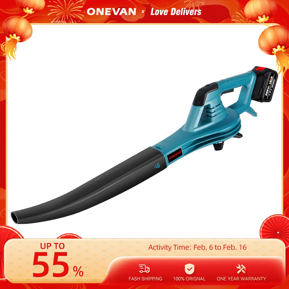 Onevan 46000Rpm Wireless Air Blower Leaf Blower 4500W 6Gear Electric Air Gun Blower Garden Blowing Tool Per Makita 18V Battery
