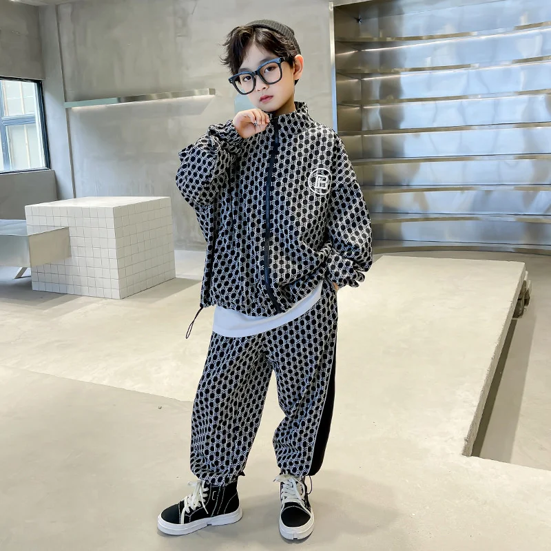 

Boys Suit Coat +Pants Cotton 2Pcs/Sets 2022 Letters Spring Autumn Thicken Sports Sets Kid Breathable Children Clothing