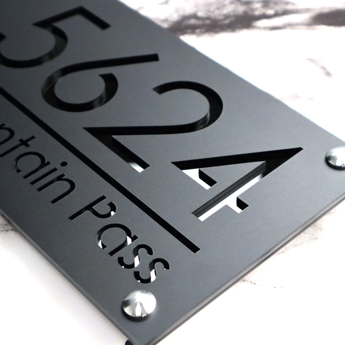 house number signs house wall plaques personalised outdoor house number sign custom modern laser cut 3D acrylic exterior house wall plaque matte black/bright white