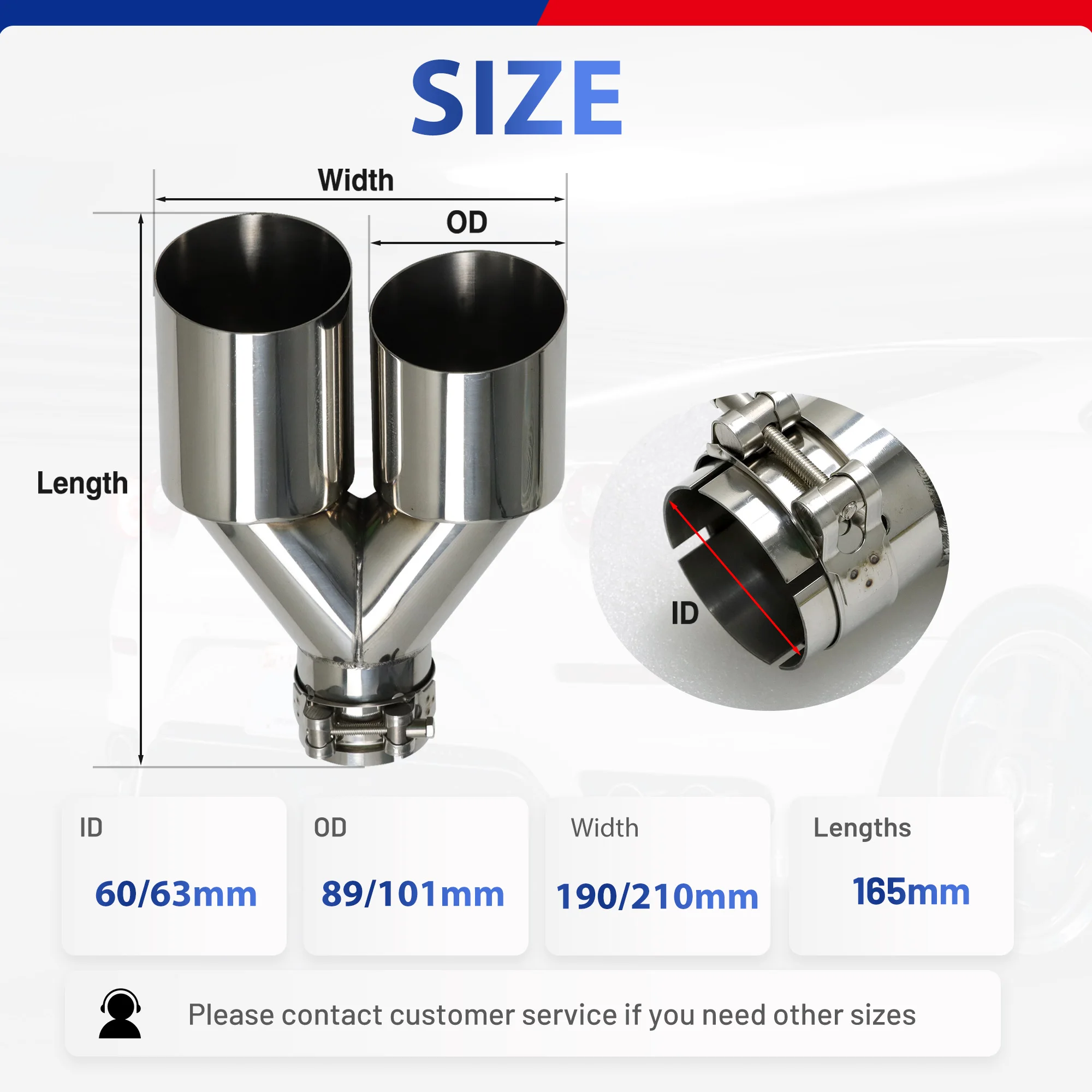 1 PCS ER Dual Exit Stainless Exhaust Pipe exhaust muffler tip exhaust pipe muffler Universal Mufflers Nozzle Decorat exhaust modify and Upgrade