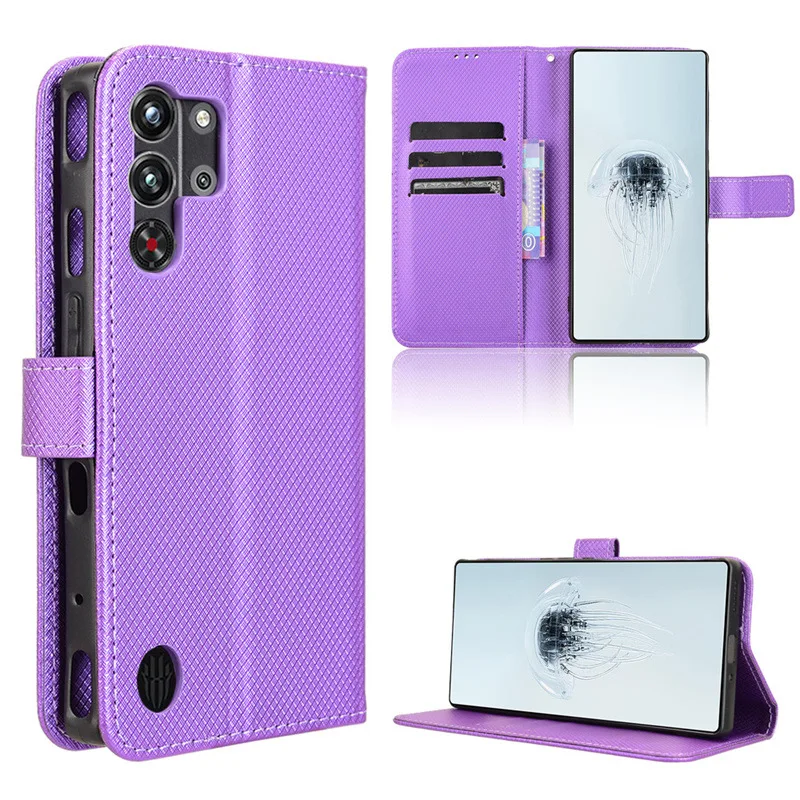 Leather Flip Wallet Case with Magnetic Book Holder Cover