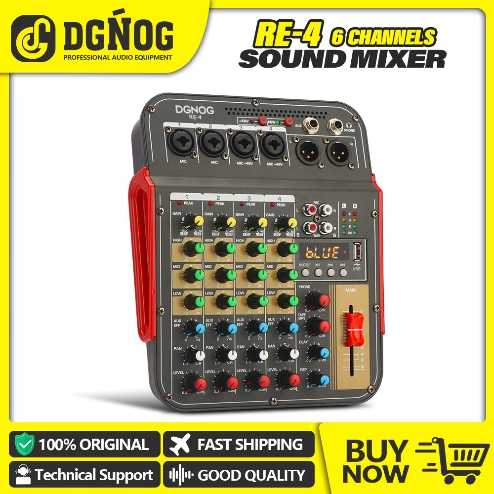 Mixer Audio A 6 Canali Console Di Missaggio Audio Mixer Audio Con Bluetooth Usb Mp3 48V Alimentazione Phantom Per Dj Karaoke Recording