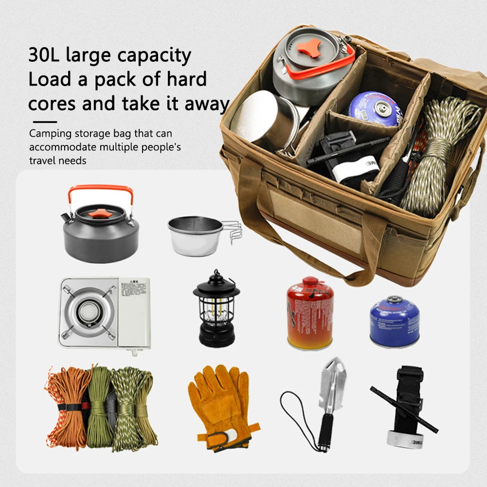 Camping Storage Bag Handheld Hard Picnic Storage Bag Cooking Utensil Organizer Detachable Travel Picnic Bags Camping Supplies
