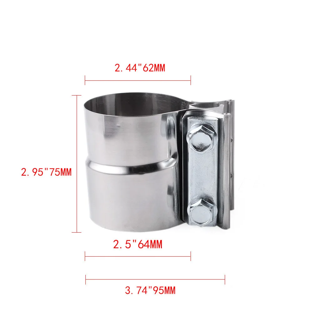 Car Exhaust Clamp 2.25 2.5 3 Inch Butt Joint Band Clamp Sleeve Coupler Stainless Steel for Pipes Mufflers Catalytic Converters