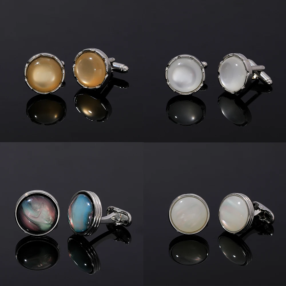 

Classic Half Ball Stone Men's CuffLinks Round Cuff Links Tuxedo Shirts Business Wedding Silver Tone Unique Whale Back Gift