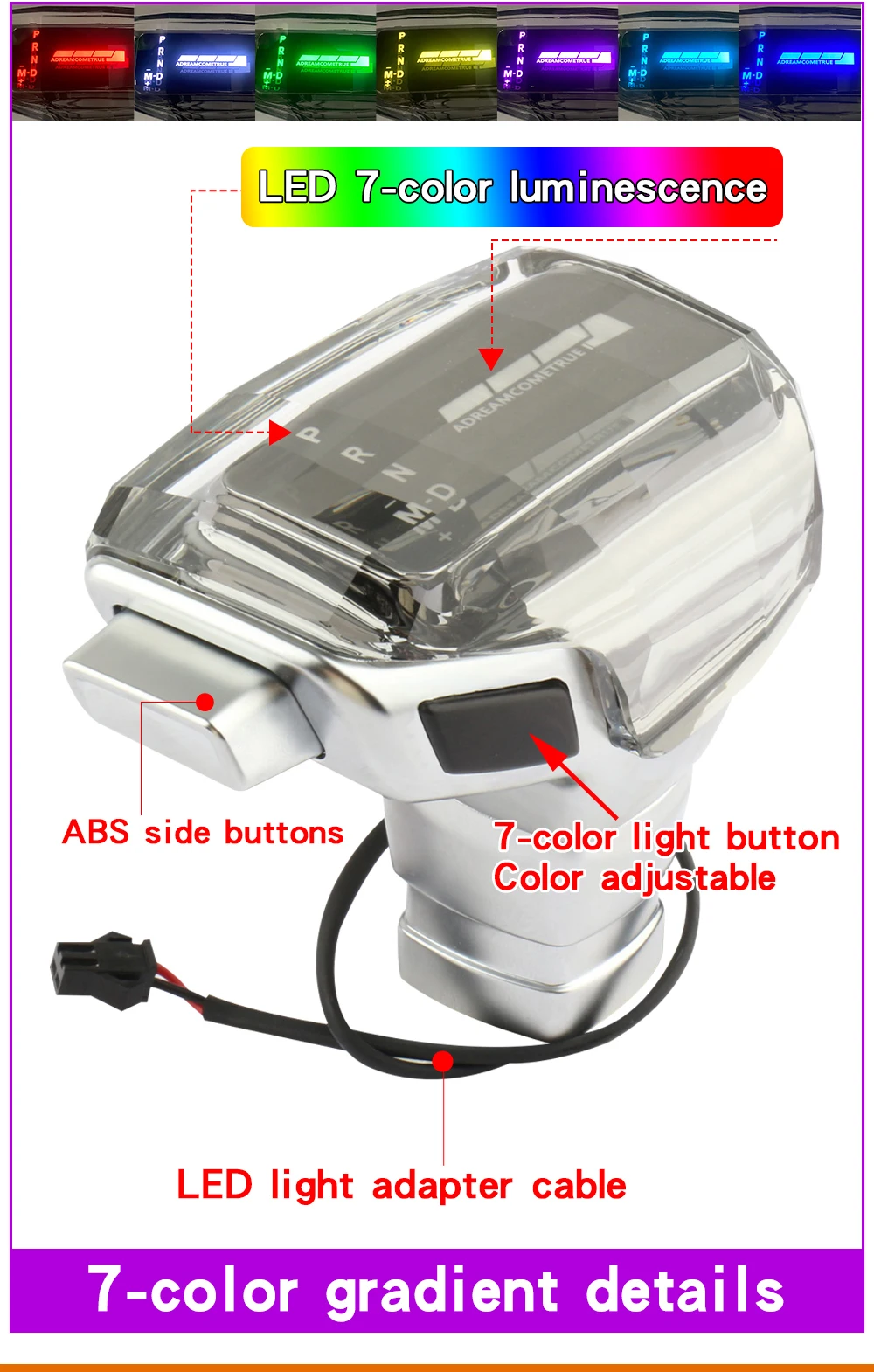 Automatic Gear Shift Knob Handball Lever Shifter LED Crystal For Renault Koleos