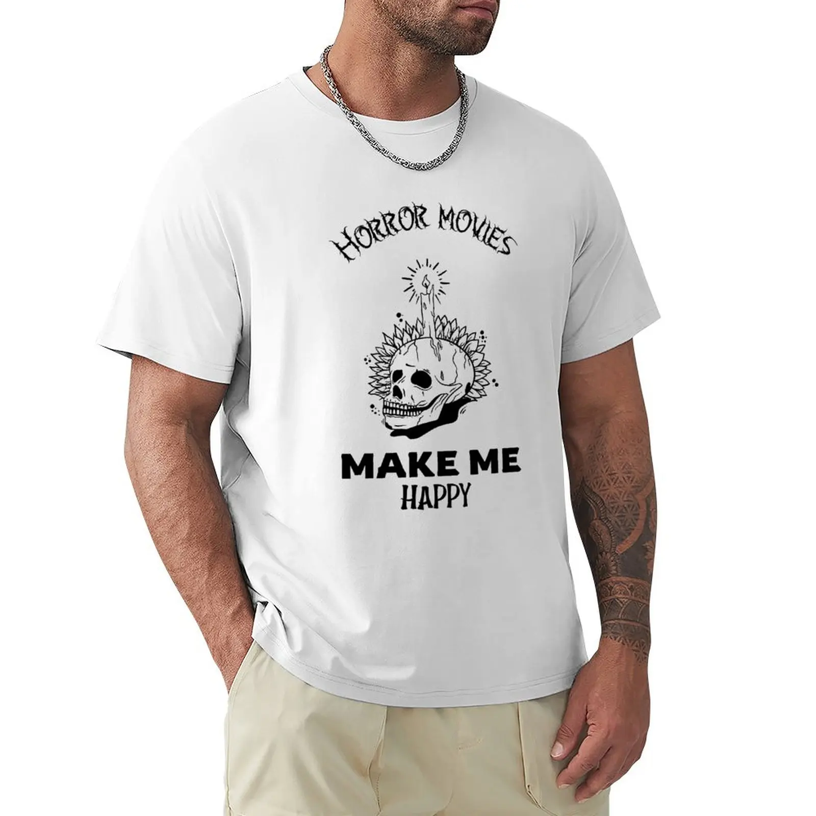 

Horror Movies Make Me Happy T-shirt plus sizes heavyweights sublime Men's clothing