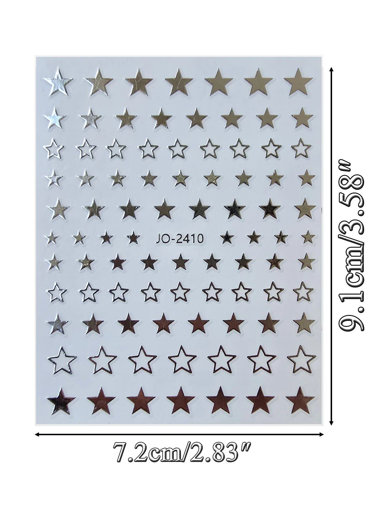 2 Sheets Metallic Star & Heart Nail Stickers3D Self-Adhesive Silver Gold Nail Decals for DIY Manicure, French Tips & Art