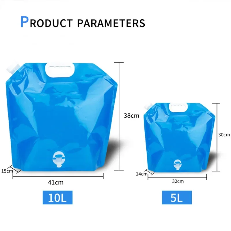 Folding Water Bag 5/10L Camping Water Bag Portable Folding Water Bucket Large Container Outdoor Travel Collapsible Pouch Can Camping Supplie