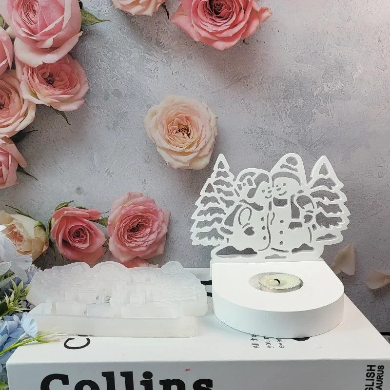 Christmas Snowman Ornament Silicone Mold DIY Christmas Tree Candle Holder Plaster Resin Mould Crafts Making Tools Home Decor