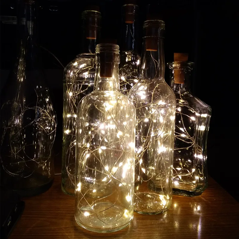 Guirxiété lumineuse LED pour bouteille de vin en liège, alimentation par batterie, nickel é, Noël, bar, mariage, décoration de fête de Noël, 6 pièces