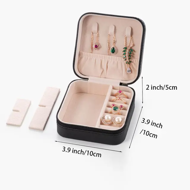 Hordozható Ékszerdoboz Ékszer Szervező Utazási Tok Tároló Dobozok Tartó Bőr Cipzár Ékszerészek Joyero Csomagolás - Image 4