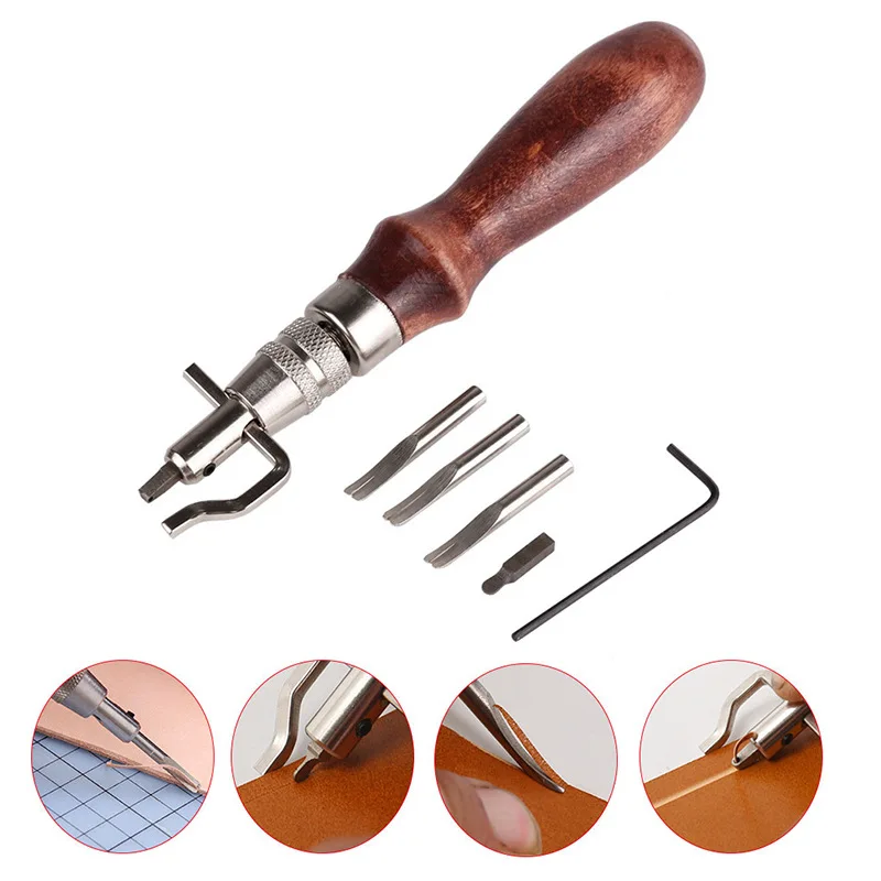 7 in 1 전문 가죽 공예 조정 가능한 스티칭 및 슬롯 주름 가죽 도구 DIY 수제 다기능 트리머