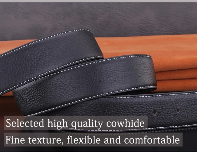 Luxury Designer H Brand Designer Belts Men High Quality PU Leather Belt Buckle Strap for Jeans-JACKMARC Black