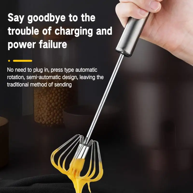 Household Semi-Automatic Egg Beater 304 Stainless Steel Egg Whisk