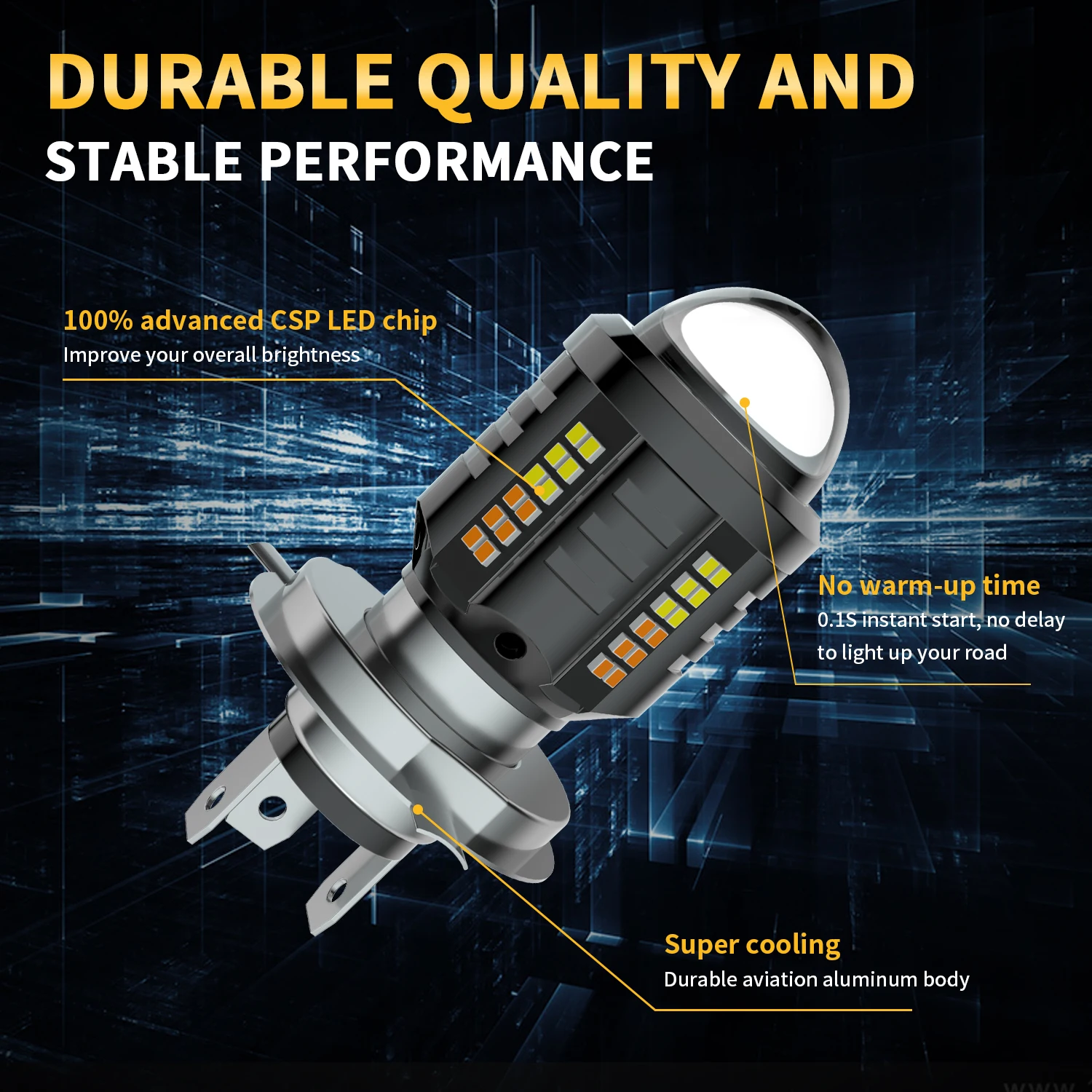 Motorcycle Led Headlight H4 BA20D P15D Bulb Canbus Hi/Lo Beam No Error 3570 CSP 12V 6000K For Motorbike
