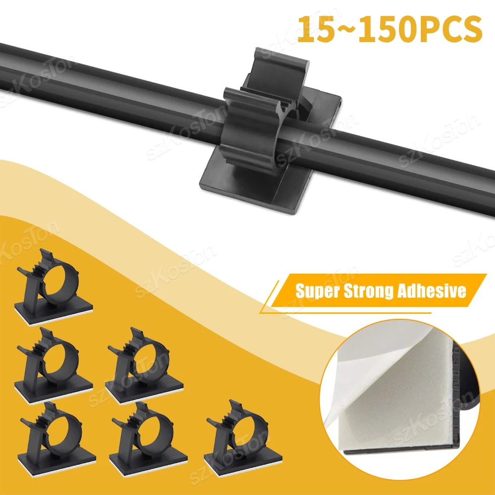 15 ~ 150PCS ปรับสายคลิปหัวเข็มขัด Self-Adhesive สายไฟยึดไนลอนวงเล็บการจัดการสายไฟสําหรับ 7.9-10.3 มม. 1